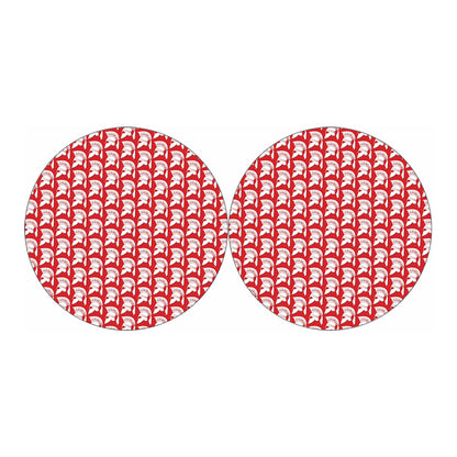 White And Red Spartan Pattern Print Car Coasters