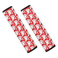 White And Red Spartan Pattern Print Car Seat Belt Covers