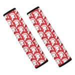 White And Red Spartan Pattern Print Car Seat Belt Covers
