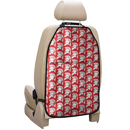 White And Red Spartan Pattern Print Car Seat Organizers