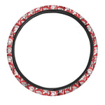 White And Red Spartan Pattern Print Car Steering Wheel Cover