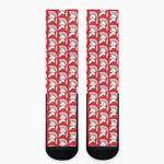 White And Red Spartan Pattern Print Crew Socks