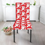 White And Red Spartan Pattern Print Dining Chair Slipcover