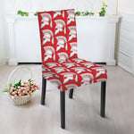 White And Red Spartan Pattern Print Dining Chair Slipcover