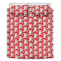 White And Red Spartan Pattern Print Duvet Cover Bedding Set