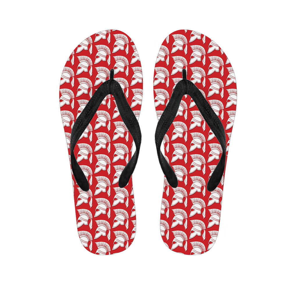 White And Red Spartan Pattern Print Flip Flops
