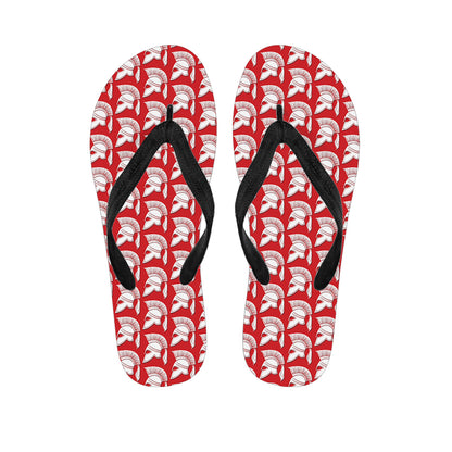 White And Red Spartan Pattern Print Flip Flops