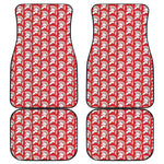White And Red Spartan Pattern Print Front and Back Car Floor Mats