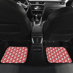 White And Red Spartan Pattern Print Front and Back Car Floor Mats