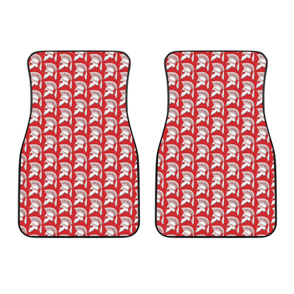 White And Red Spartan Pattern Print Front Car Floor Mats