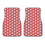 White And Red Spartan Pattern Print Front Car Floor Mats