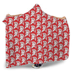 White And Red Spartan Pattern Print Hooded Blanket