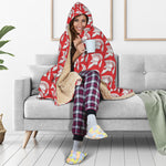 White And Red Spartan Pattern Print Hooded Blanket