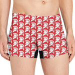 White And Red Spartan Pattern Print Men's Boxer Briefs
