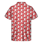 White And Red Spartan Pattern Print Men's Short Sleeve Shirt