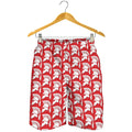 White And Red Spartan Pattern Print Men's Shorts