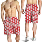 White And Red Spartan Pattern Print Men's Shorts
