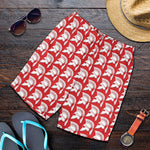 White And Red Spartan Pattern Print Men's Shorts