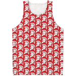 White And Red Spartan Pattern Print Men's Tank Top