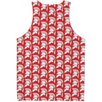 White And Red Spartan Pattern Print Men's Tank Top