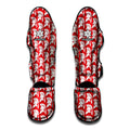 White And Red Spartan Pattern Print Muay Thai Shin Guards