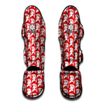 White And Red Spartan Pattern Print Muay Thai Shin Guard