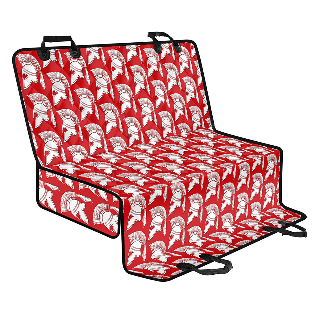 White And Red Spartan Pattern Print Pet Car Back Seat Cover