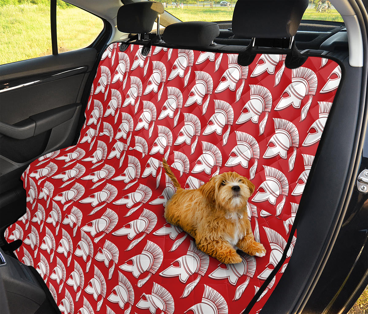 White And Red Spartan Pattern Print Pet Car Back Seat Cover