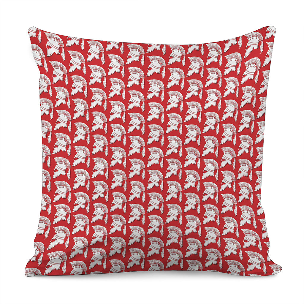 White And Red Spartan Pattern Print Pillow Cover