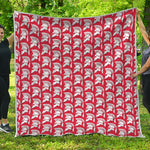 White And Red Spartan Pattern Print Quilt