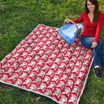 White And Red Spartan Pattern Print Quilt