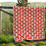 White And Red Spartan Pattern Print Quilt