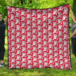 White And Red Spartan Pattern Print Quilt