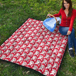 White And Red Spartan Pattern Print Quilt