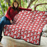 White And Red Spartan Pattern Print Quilt