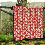 White And Red Spartan Pattern Print Quilt