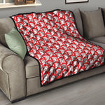 White And Red Spartan Pattern Print Quilt