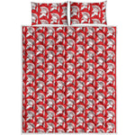 White And Red Spartan Pattern Print Quilt Bed Set