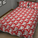 White And Red Spartan Pattern Print Quilt Bed Set