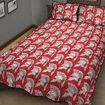 White And Red Spartan Pattern Print Quilt Bed Set