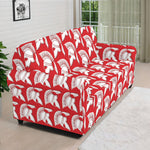 White And Red Spartan Pattern Print Sofa Cover