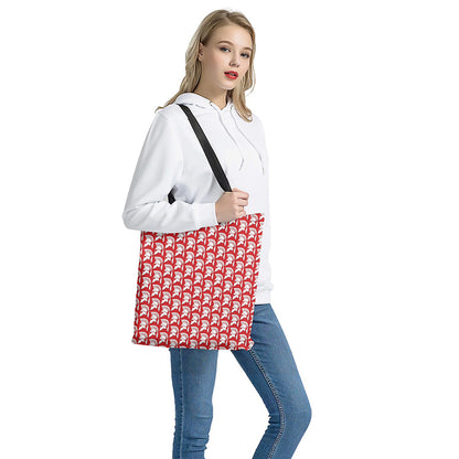 White And Red Spartan Pattern Print Tote Bag