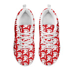 White And Red Spartan Pattern Print White Sneakers