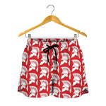 White And Red Spartan Pattern Print Women's Shorts