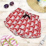 White And Red Spartan Pattern Print Women's Shorts