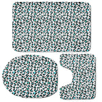 White And Teal Leopard Print 3 Piece Bath Mat Set