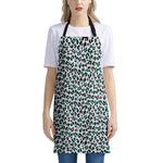 White And Teal Leopard Print Apron