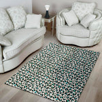 White And Teal Leopard Print Area Rug