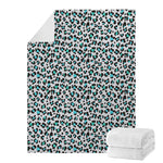 White And Teal Leopard Print Blanket