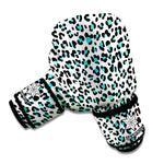 White And Teal Leopard Print Boxing Gloves
